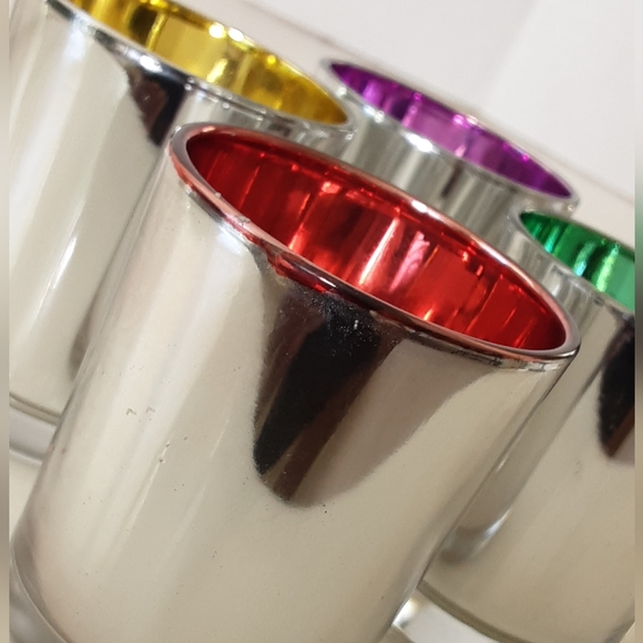 4 Chrome Glass Tealight Votive Candle Holders - Picture 4 of 4